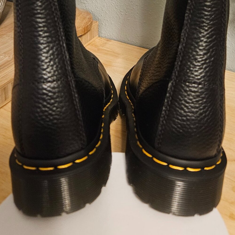Dr. Martens Black Leather Front-Zip Platform Boots - Picture 5 of 15